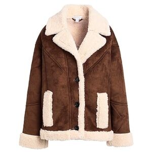 Topshop Brown and Cream Teddy Jacket